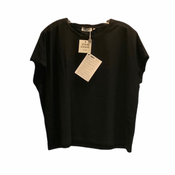 Opening Ceremony Black Hook and Eye T-Shirt Lace Trim two-way oversized top NWT - Picture 7 of 8